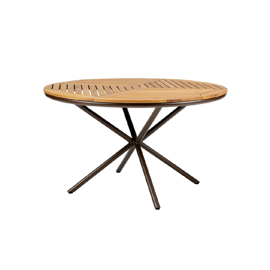 Mesa Redonda de Madera con Estructura Metálica, Diseño Moderno y Funcional