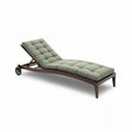 Sillón Reclinable de Jardín con Cojín Verde y Estructura de Madera