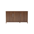Mueble de almacenamiento de madera con puertas y tiradores metálicos.