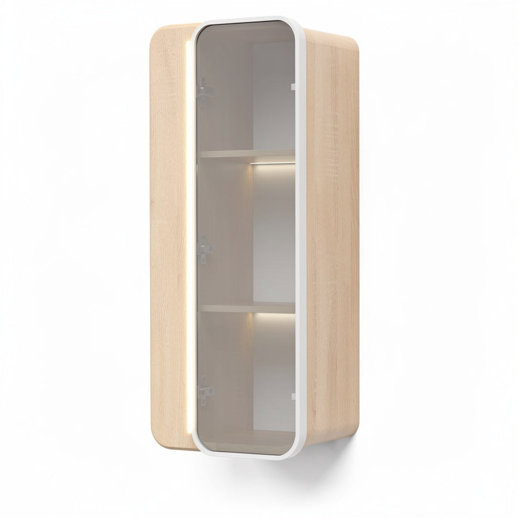 Armario de Pared Moderno con Iluminación LED y Diseño Minimalista en Madera