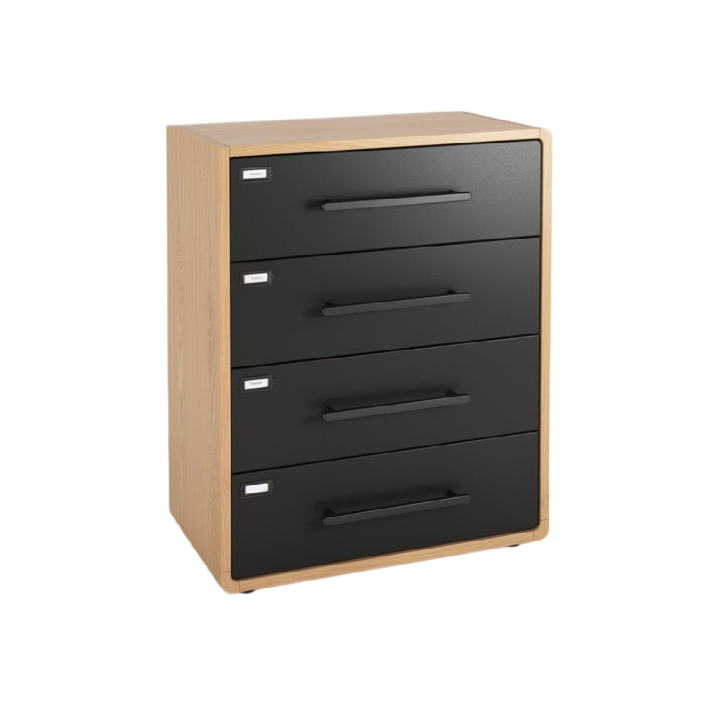 Gabinete de Almacenamiento de Madera con 4 Cajones Negros
