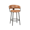Taburete de Bar Moderno con Asiento de Cuero Marrón y Estructura de Metal